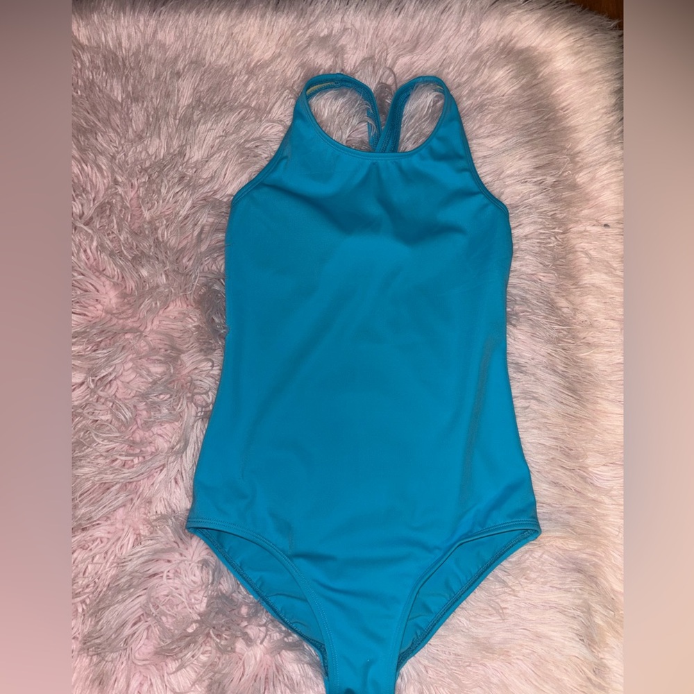 Lands End One Piece Girls Swimsuit Size 10 Turquoise